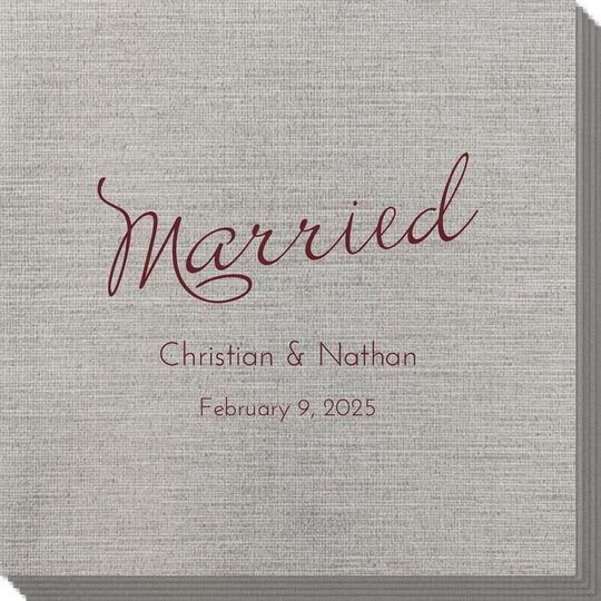 Expressive Script Married Bamboo Luxe Napkins